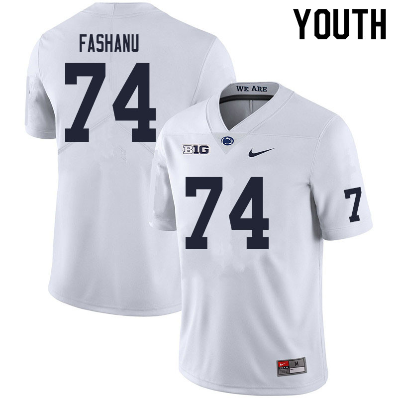 NCAA Nike Youth Penn State Nittany Lions Olu Fashanu #74 College Football Authentic White Stitched Jersey YDU2298ZF